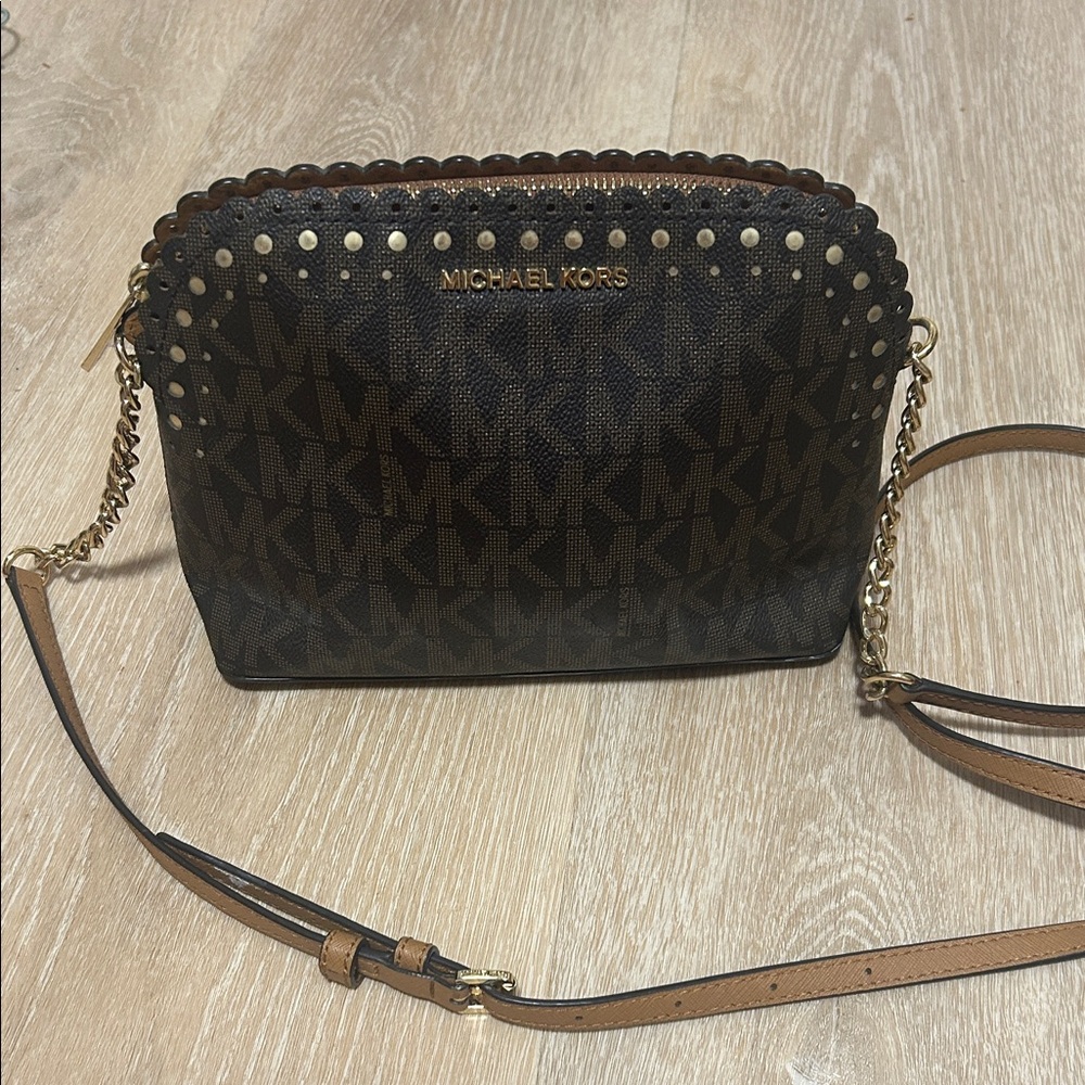 Michael Kors Dark Brown Monogram Crossbody Bag